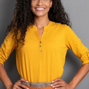 Woman, smile, yellow shirt